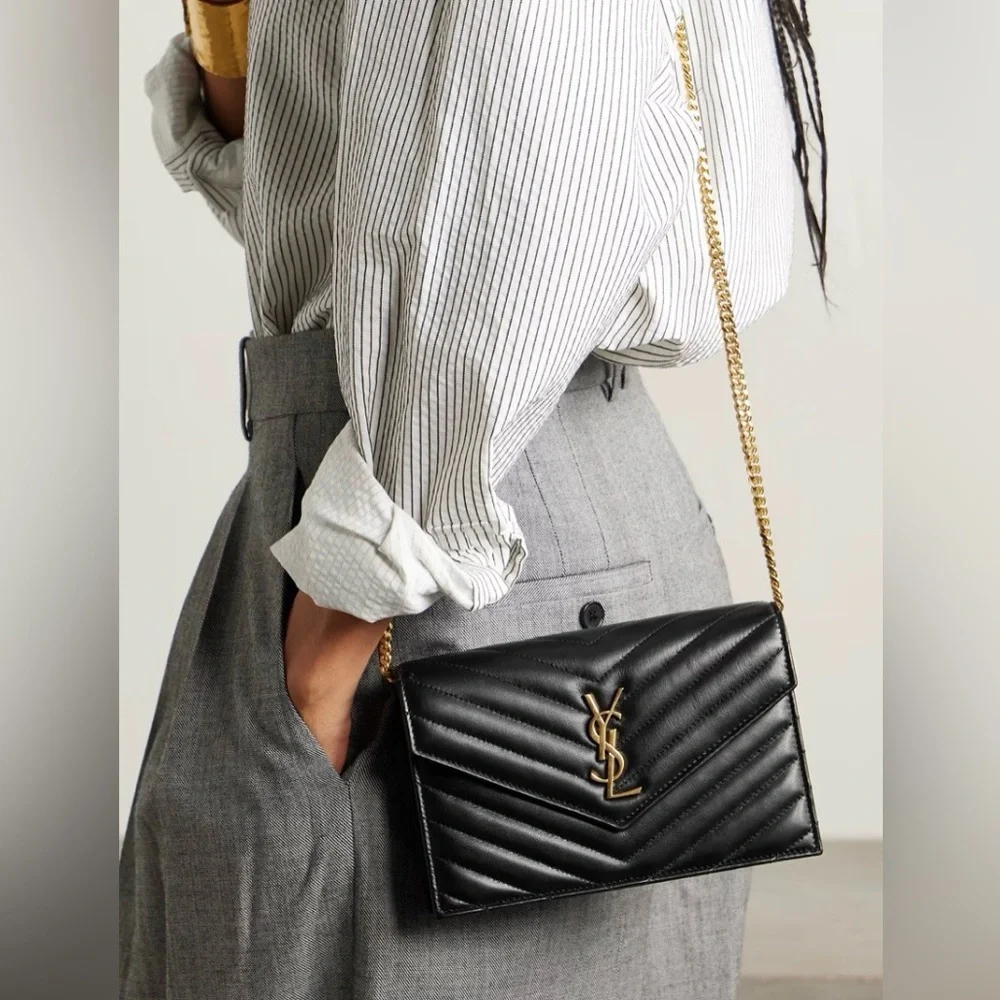 Saint Laurent Black Leather Cassandra Bag with Gold Chain w/ Dust Bag and Box - Picture 2 of 15